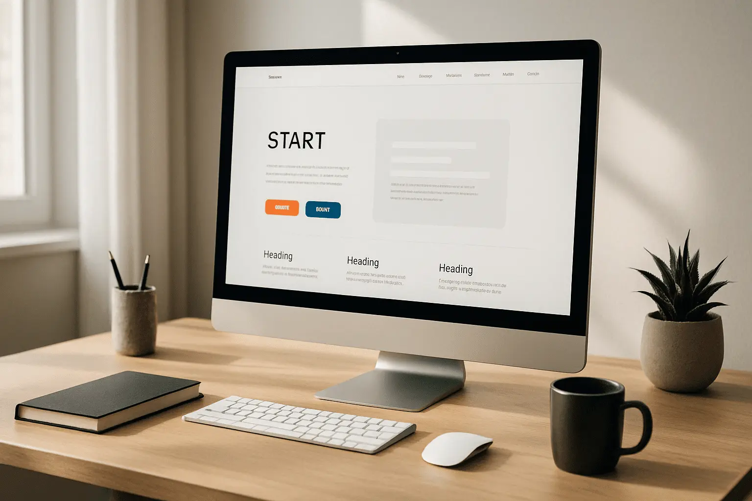 Interfaccia di un sito web moderno responsive visualizzata su monitor, perfetta per freelance e professionisti digitali